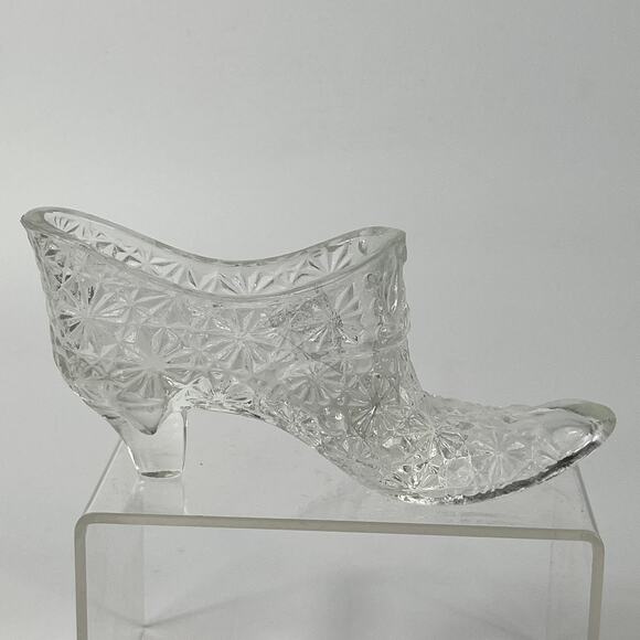 Fenton Daisy and Button High Heel Glass Shoe Slipper MCM Fashion Gift Vintage - Picture 3 of 6
